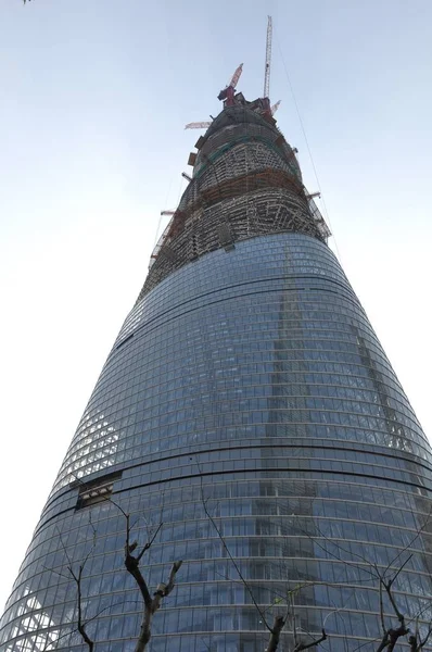 Shanghai Tower Jest Budowie Lujiazui Financial District Pudong Szanghaj Chiny — Zdjęcie stockowe