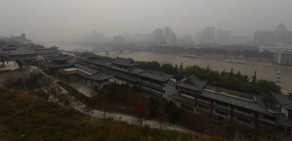 Gebäude Ufer Des Gelben Flusses Der Stadt Lanzhou Provinz Gansu — Stockfoto