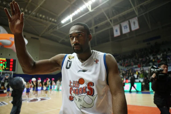 Gilbert Arenas Degli Shanghai Sharks Saluta Gli Spettatori Dopo Che — Foto Stock