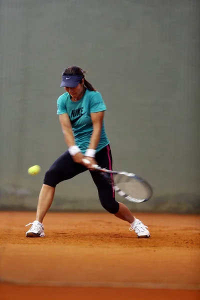 Estrella China Del Tenis Hace Ejercicios Durante Una Sesión Entrenamiento —  Fotos de Stock