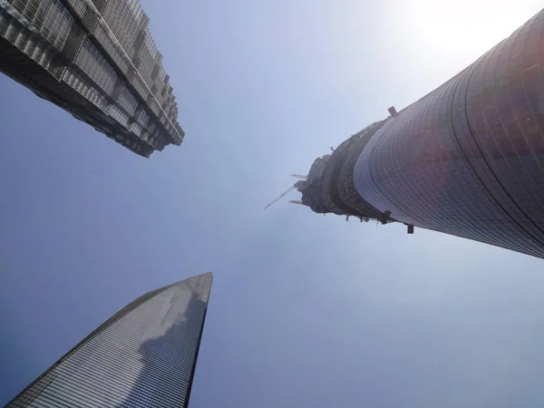 Shanghai Tower Pravdu Výstavbě Vedle Jinmao Tower Levá Shanghai World — Stock fotografie