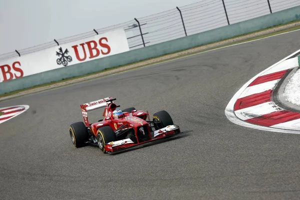 Piloto Espanhol Fórmula Fernando Alonso Ferrari Compete Durante Sessão Qualificação — Fotografia de Stock