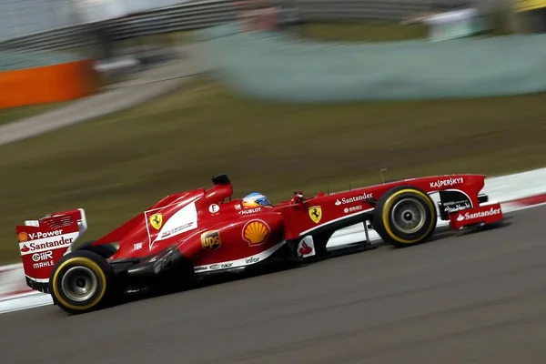 Piloto Espanhol Fórmula Fernando Alonso Ferrari Compete Durante Sessão Qualificação — Fotografia de Stock