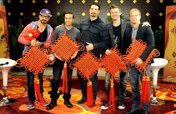 Backstreet Boys Posam Para Uma Foto Grupo Durante Uma Entrevista — Fotografia de Stock
