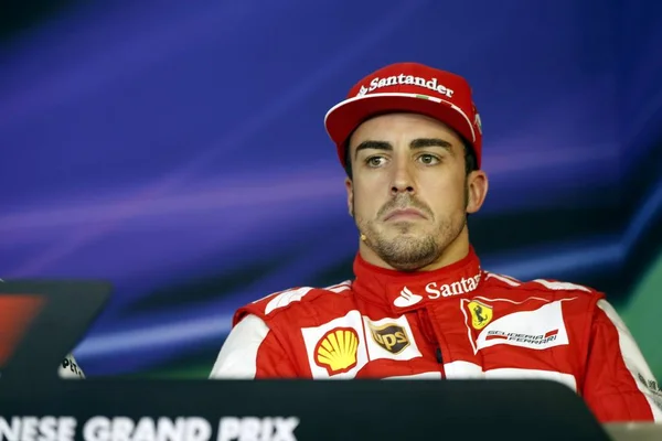 Fernando Alonso Pilote Espagnol Ferrari Assiste Une Conférence Presse Après — Photo