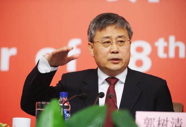 Guo Shuqing Președintele Comisiei Reglementare Valorilor Mobiliare Din China Ține — Fotografie, imagine de stoc