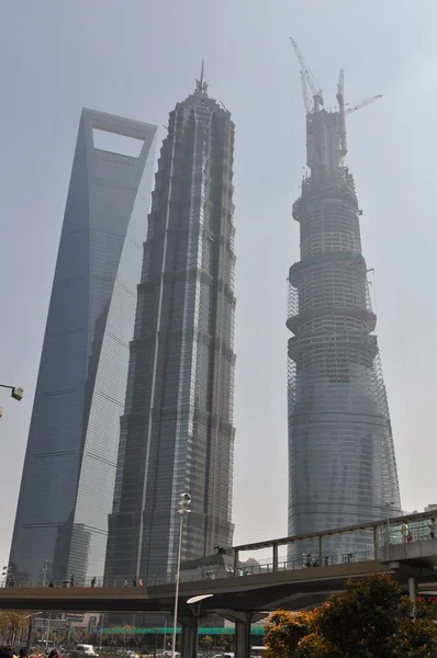 Der Shanghai Turm Rechts Befindet Sich Neben Dem Jinmao Turm — Stockfoto