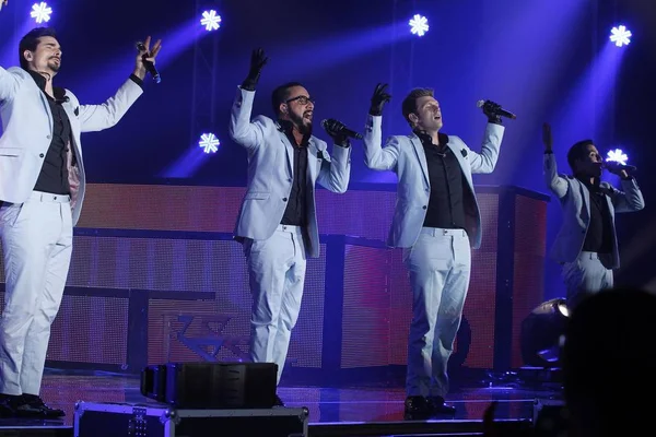 Miembros Del Grupo Estadounidense Backstreet Boys Tocan Concierto Gira Mundial — Foto de Stock