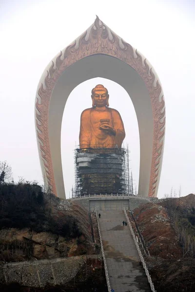 Světy Nejvyšší Socha Buddhy Donglin Buddha Výstavbě Xingzi County Jižní — Stock fotografie