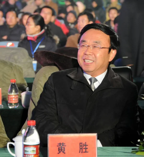 File Huang Sheng Potem Wice Gubernator Prowincji Shandong Uśmiechy Podczas — Zdjęcie stockowe