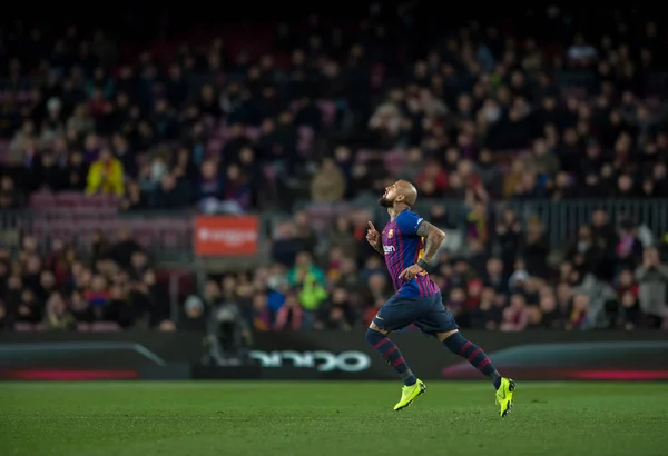 Arturo Vidal Barcelona Celebrates Scoring Goal Sevilla Second Match Spanish — Stock Photo, Image