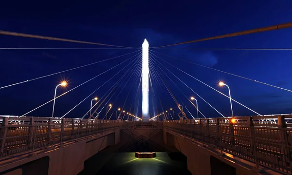 Vista Nocturna Del Puente Jiashao Shaoxing Provincia Chinas Zhejiang Julio — Foto de Stock