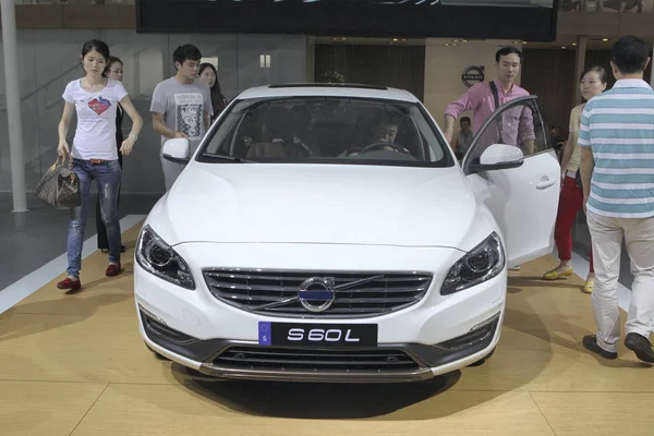 Návštěvníci Autoshow Nanjing City Východní Chinas Jiangsu Října 2014 Snaží — Stock fotografie