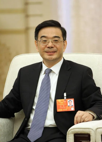 Zhou Qiang Neu Ernannter Präsident Des Obersten Volksgerichts Nimmt Chinesischen — Stockfoto