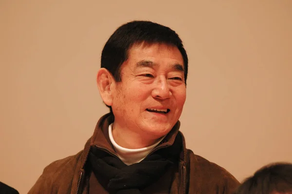 Acteur Japonais Ken Takakura Sourit Lors Visite Académie Cinéma Pékin — Photo