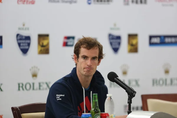 Andy Murray Grã Bretanha Participa Uma Conferência Imprensa Depois Derrotado — Fotografia de Stock
