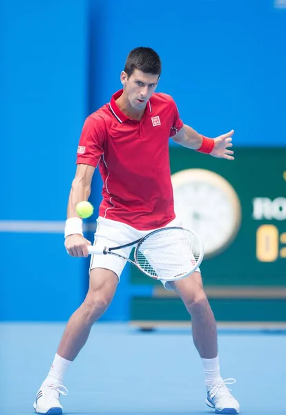 Novak Djokovic Serbia Devuelve Una Oportunidad Guillermo García López España — Foto de Stock