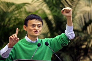 Jack Ma Yun, Chairman of Alibaba Group, delivers a speech at an event in Beijing, China, 13 October 2010 clipart