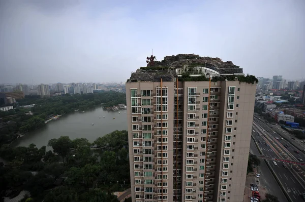 Het Appartement Gebouw Top Van Die Professor Een Bergtop Het — Stockfoto