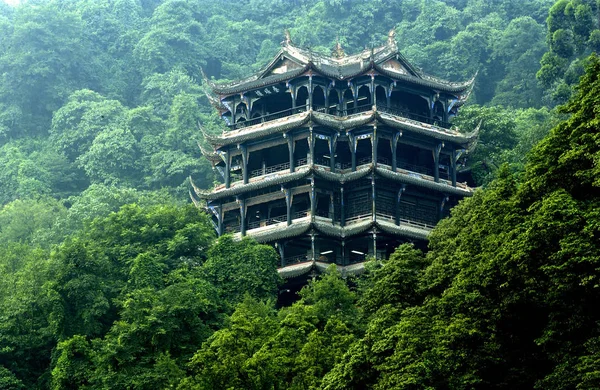 Dujiangyan Şehrinde Erwang Tapınağı Veya Kral Tapınağı Görünümü Güneybatı Chinas — Stok fotoğraf