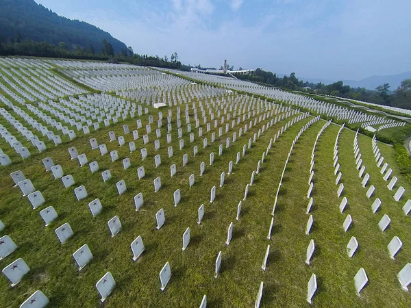 Aerial View Tombs Martyrs Red Army Martyrs Cemetery Sichuan Shaanxi — Stock Photo, Image