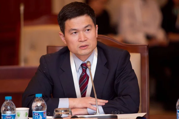 Fang Xinghai Generální Ředitel Úřadu Finančních Služeb Shanghai Mluví Kulatý — Stock fotografie
