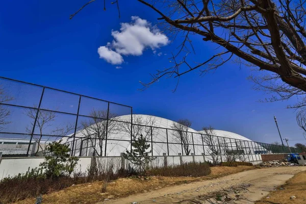 Vista Del Estadio Interior Doble Cúpula Escuela Internacional Beijing Isb — Foto de Stock