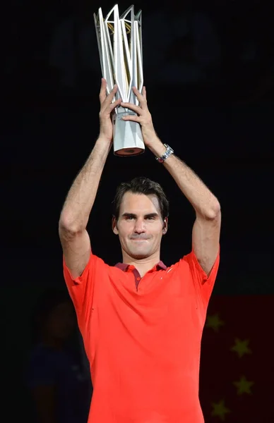 Roger Federer Suiza Lleva Cabo Trofeo Campeón Ceremonia Entrega Premios — Foto de Stock