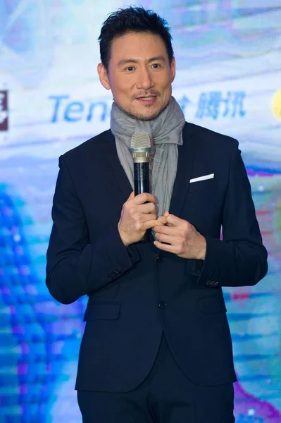 Cantante Hong Kong Jacky Cheung Habla Una Conferencia Prensa Para — Foto de Stock