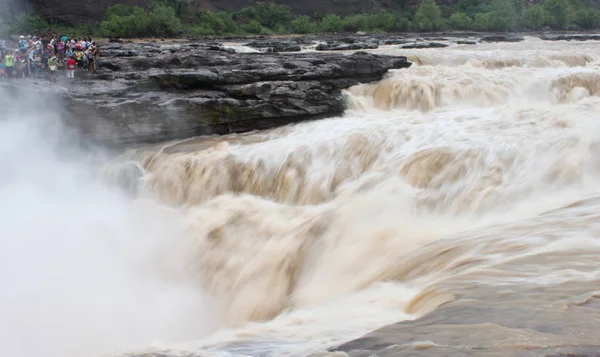 Blick Auf Den Hukou Wasserfall Auf Dem Gelben Fluss Kreis — Stockfoto