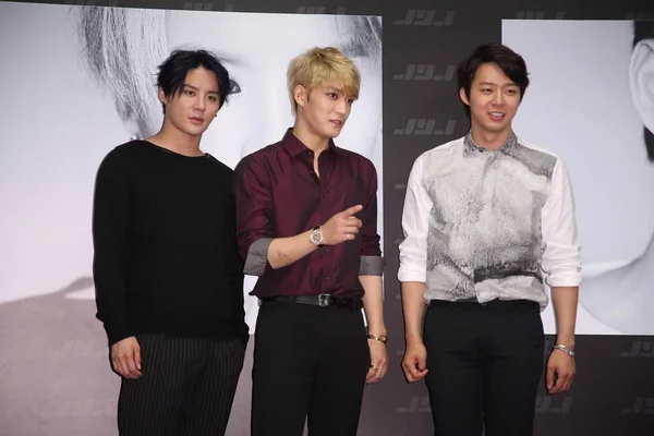 韓国のポップ グループ Jyj が出席 2014年台北 アジア ツアーの記者会見 2014 — ストック写真