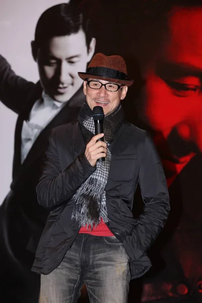 Hong Kong Superstar Jacky Cheung Spricht Während Einer Pressekonferenz Für — Stockfoto