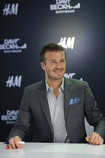 Bintang Sepak Bola Inggris David Beckham Tersenyum Selama Acara Promosi — Stok Foto