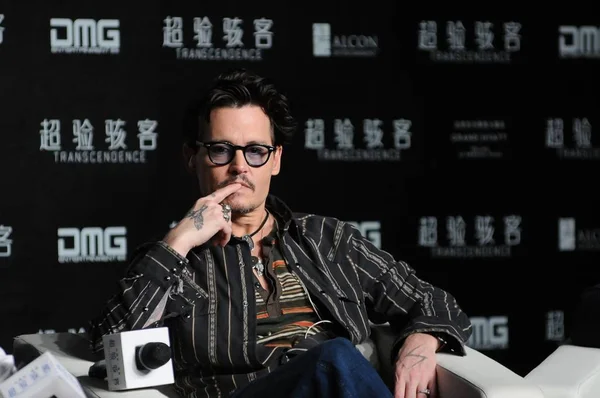 American Actor Johnny Depp Attends Press Conference His Movie Transcendence — Stock Photo, Image