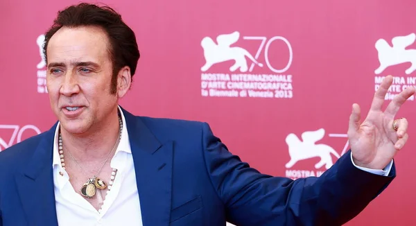 Der Amerikanische Schauspieler Nicolas Cage Posiert Auf Einer Pressekonferenz Seinem — Stockfoto