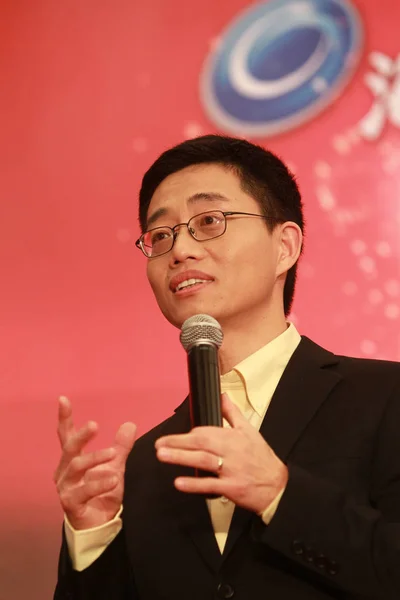Joe Wong Čínský Herec Komik Chemie Vystupuje Během Tiskové Konference — Stock fotografie