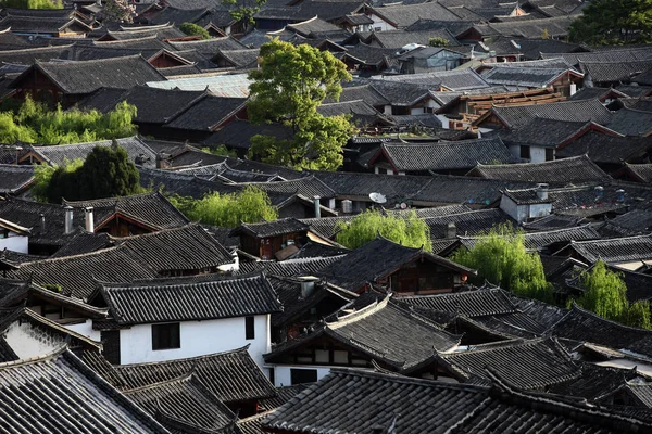 Luftaufnahme Alter Gebäude Der Altstadt Von Lijiang Der Stadt Lijiang — Stockfoto