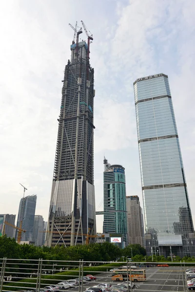 Yapım Aşamasında Ping Uluslararası Finans Merkezi Ifc Kulesi Görünümü Yüksek — Stok fotoğraf
