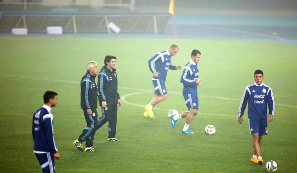 Argentine Footballers Take Part Training Session Heavy Smog Americas Super — Stock Photo, Image