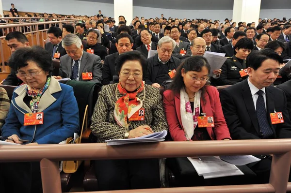 Jiang Zehui Segunda Izquierda Hermana Menor Del Presidente Chino Jiang —  Fotos de Stock