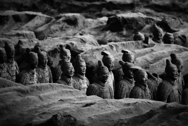 Terakotové Bojovníci Jsou Vystavění Muzeu Terra Cotta Bojovníci Koně Qin — Stock fotografie