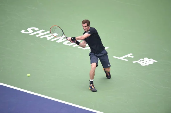 Andy Murray Wielkiej Brytanii Zwraca Strzał David Ferrer Hiszpanii Trzeciej — Zdjęcie stockowe