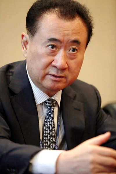 File Wang Jianlin Presidente Del Grupo Wanda Responde Una Pregunta —  Fotos de Stock