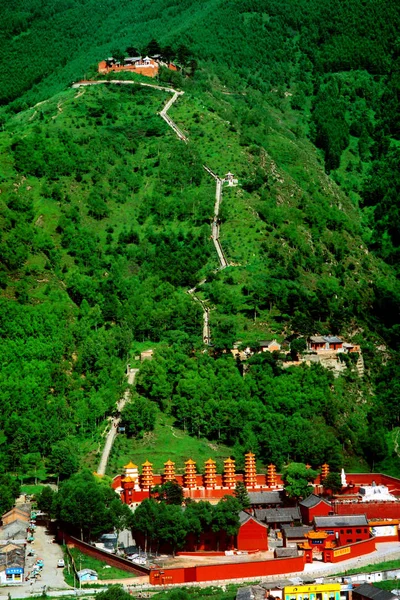 Vista Aérea Monte Wutai Montanhas Wutai Condado Wutai Cidade Xinzhou — Fotografia de Stock