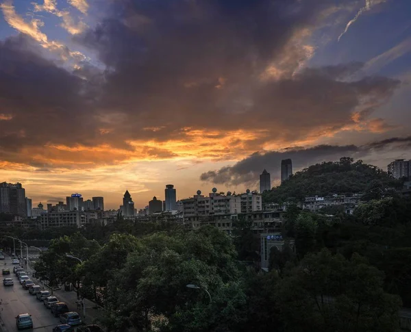 Skyline Rascacielos Edificios Apartamentos Atardecer Chongqing China Julio 2014 —  Fotos de Stock