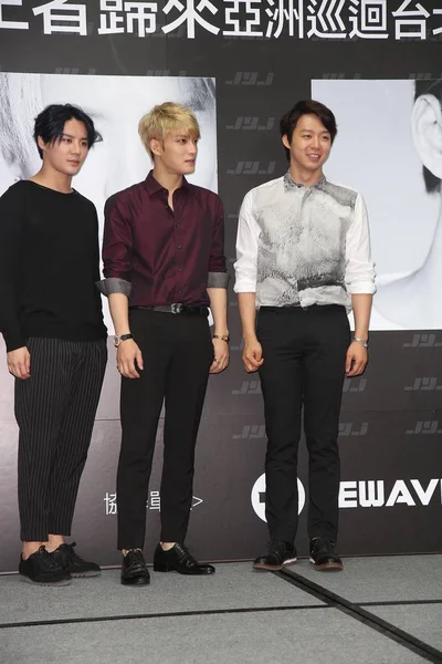 South Korean Pop Group Jyj Attends Press Conference 2014 Asia — Stock Photo, Image