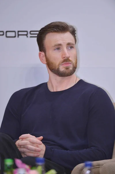 American Actor Chris Evans Attends Press Conference 2014 Mission Hills — Stock Photo, Image