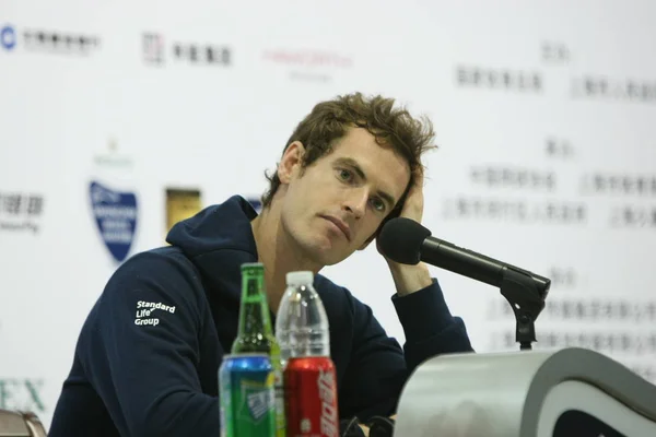 Andy Murray Grã Bretanha Participa Uma Conferência Imprensa Depois Derrotado — Fotografia de Stock