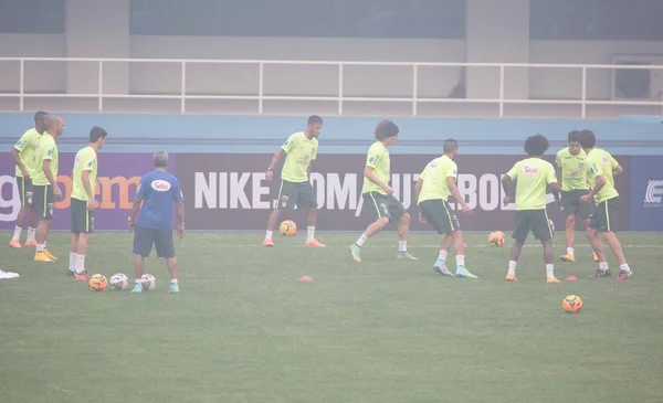 Neymar Centreren Teamgenoten Van Brazilië Nemen Deel Aan Een Trainingssessie — Stockfoto