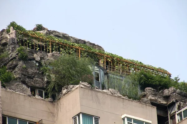 Nézd Hegytetőn Villa Épült Professzor Tetőn Apartman Épület Peking Kína — Stock Fotó